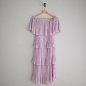 Lilac pleated tiered dress, Medium/ Large